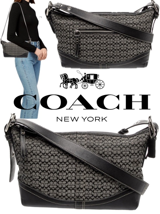 Coach Handbags - Coach Black Signature C Y2K F10945 Jacquard Soho Hobo Crossbody Bag